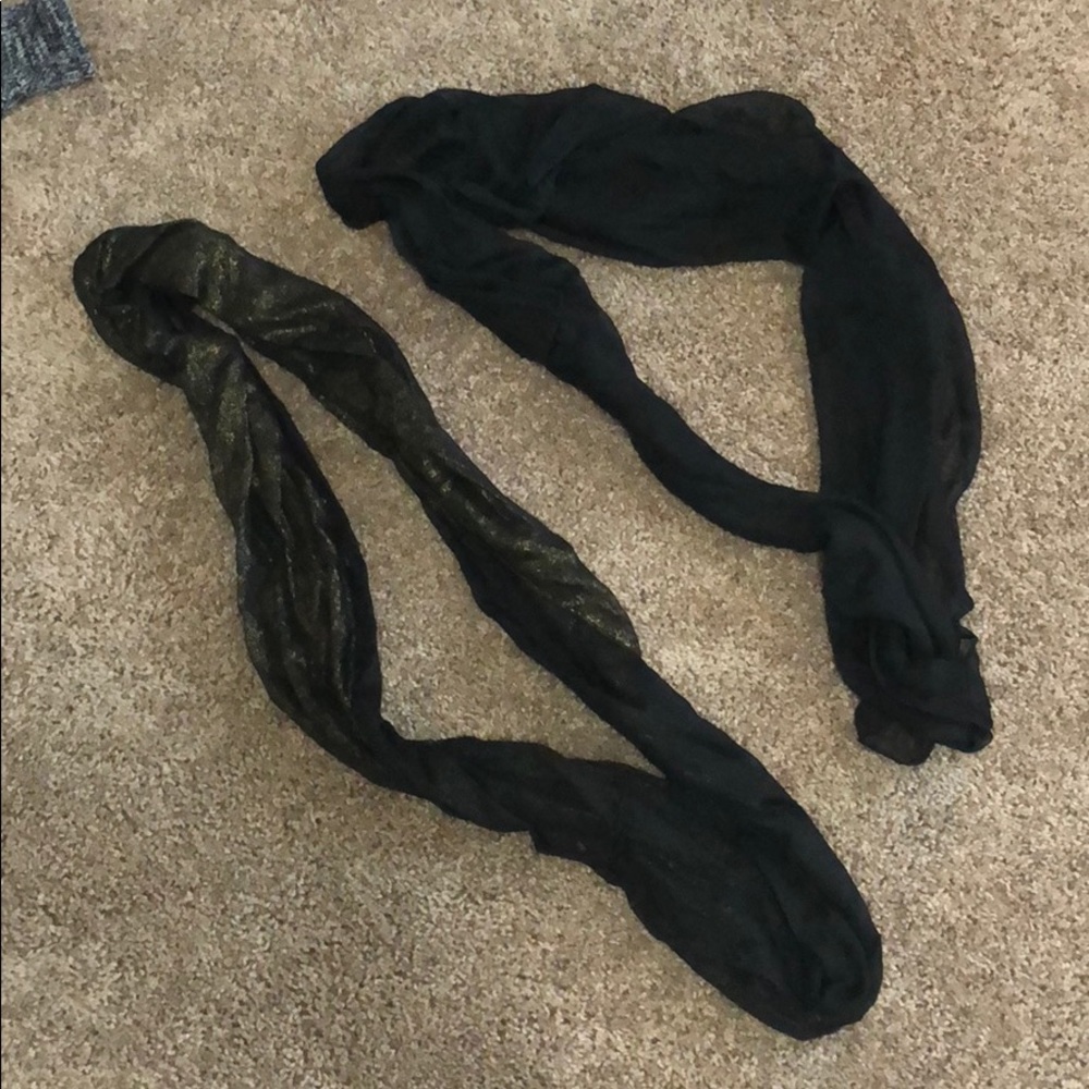 Plain Black + Black & Gold Infinity Scarf Set